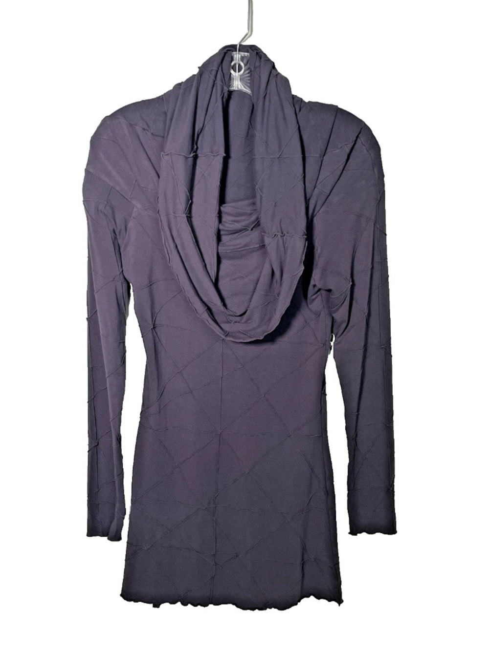 Caraucci Gray Texture Cowl Tunic Top Long Sleeve Thumb Holes Women's Size M